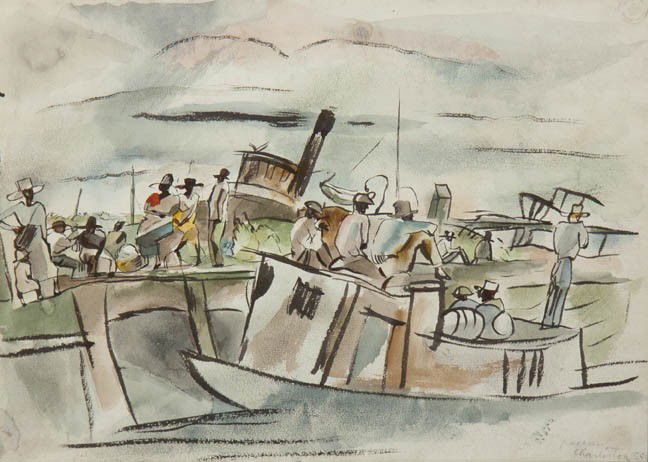 Jules Pascin, (French, 1885-1930), Charleston, S.C: Jules Pascin (French, 1885-1930) Charleston, S.C., c.1915 watercolor, ink, and pastel on paper signed Pascin and titled (lower right) 15 x 19 inches. Property from the Ralph Esmerian