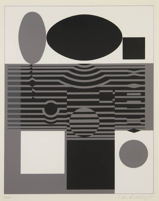 Victor Vasarely, (French/Hungarian, 1906-1997), C: Victor Vasarely (French/Hungarian, 1906-1997) Clarities: Laika color silkscreen edition 107/250, signed Victor Vasarely (lower right) 18 x 14 inches.