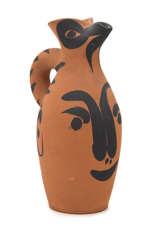 Pablo Picasso, (Spanish, 1881-1973), Yan Face: Pablo Picasso (Spanish, 1881-1973) Yan Face ceramic pitcher edition 53/300, inscribed, Picasso, Madoura Plein Feu Height: 11 inches. Ref: Ramie, 512