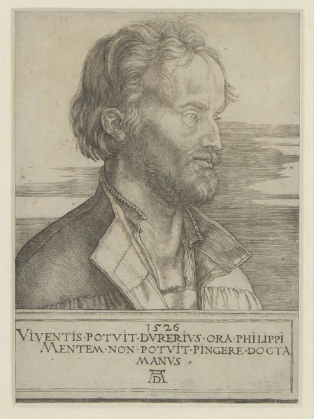 Albrecht Durer, (German, 1471-1528), Philip Melan: Albrecht Durer (German, 1471-1528) Philip Melanchthon engraving 6 3/4 x 4 3/4 inches. Ref: Meder, 104