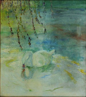 Jane Peterson, (American, 1876-1965), Swann, 1929: Jane Peterson (American, 1876-1965) Swan, 1929 oil on canvas signed "Jane Peterson" (verso) 17 x 16 1/4 inches.