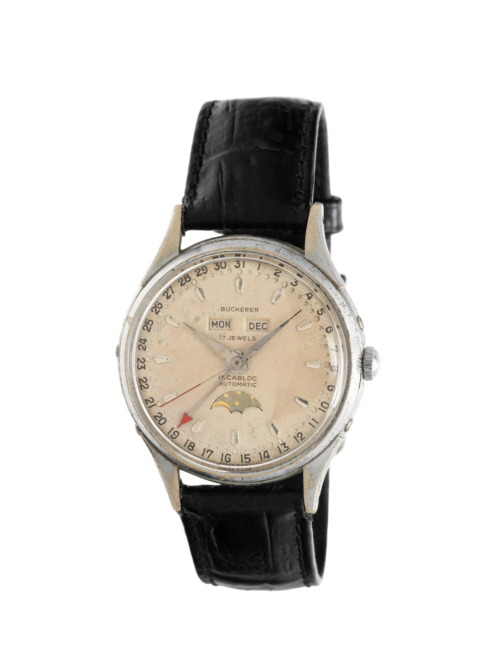 BUCHERER, VINTAGE, STAINLESS STEEL, TRIPLE DATE MOONPHASE WRISTWATCH (1 of 3)