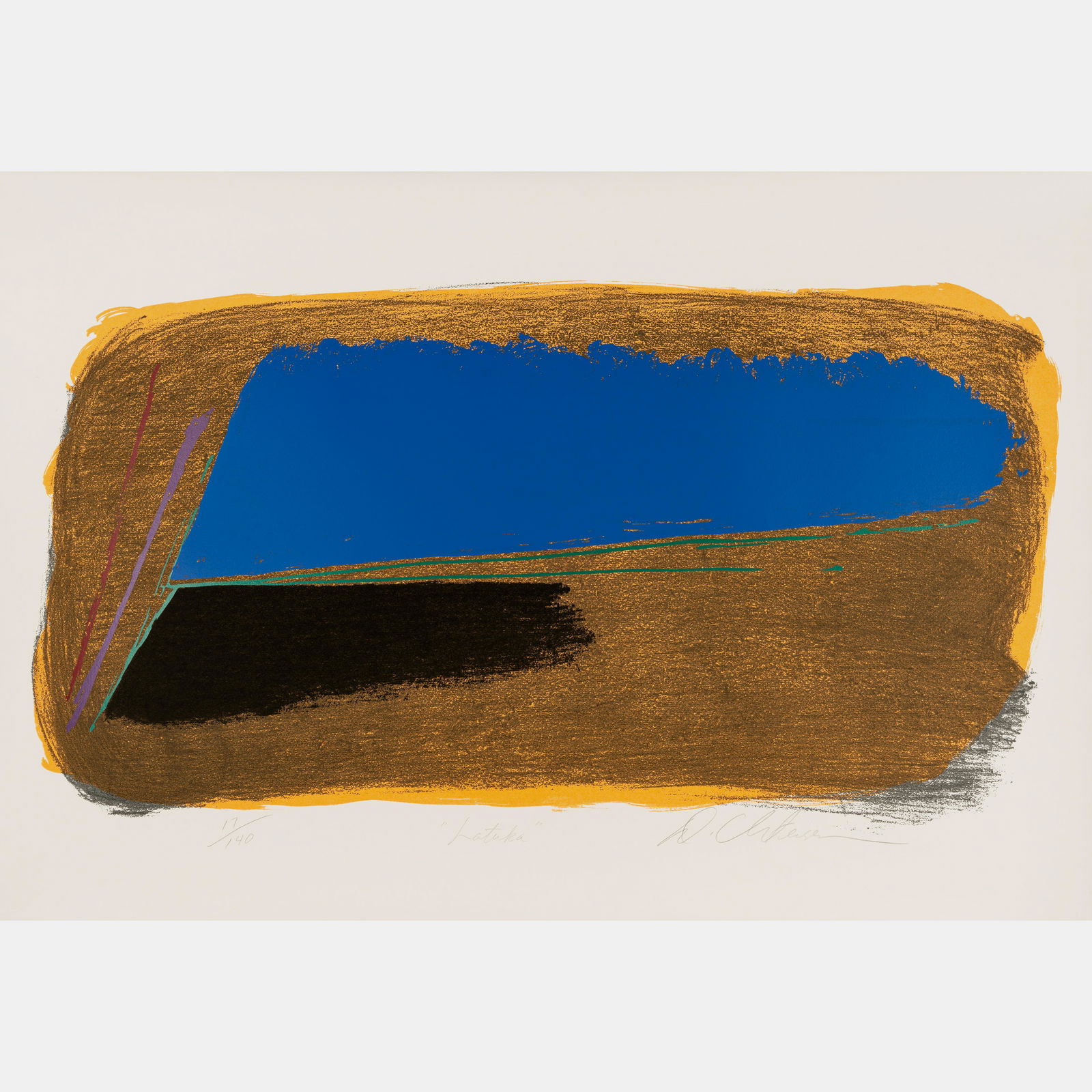 Dan Christensen (American, 1942-2007) Latuka: Dan Christensen (American, 1942-2007) Latuka screenprint signed, titled, and numbered 17/140 in pencil 38 1/2 x 27 1/2 inches. This lot is located in Chicago. Deaccessioned from the Boca Raton Museum