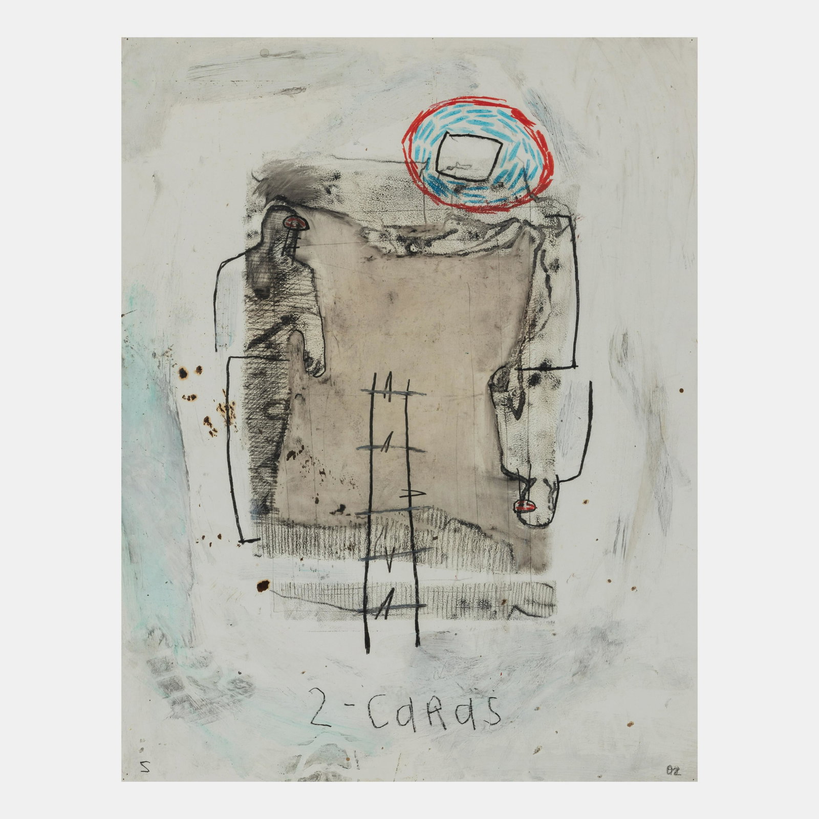 Sergio Garcia (American/Cuban, b. 1959) Dos Caras,1998-2002: Sergio Garcia (American/Cuban, b. 1959) Dos Caras,1998-2002 mixed media on paper initialedS(lower left) and dated (lower right) 24 5/8 x 19 inches. This lot is located in Chicago. Provenance:Aldo Cast