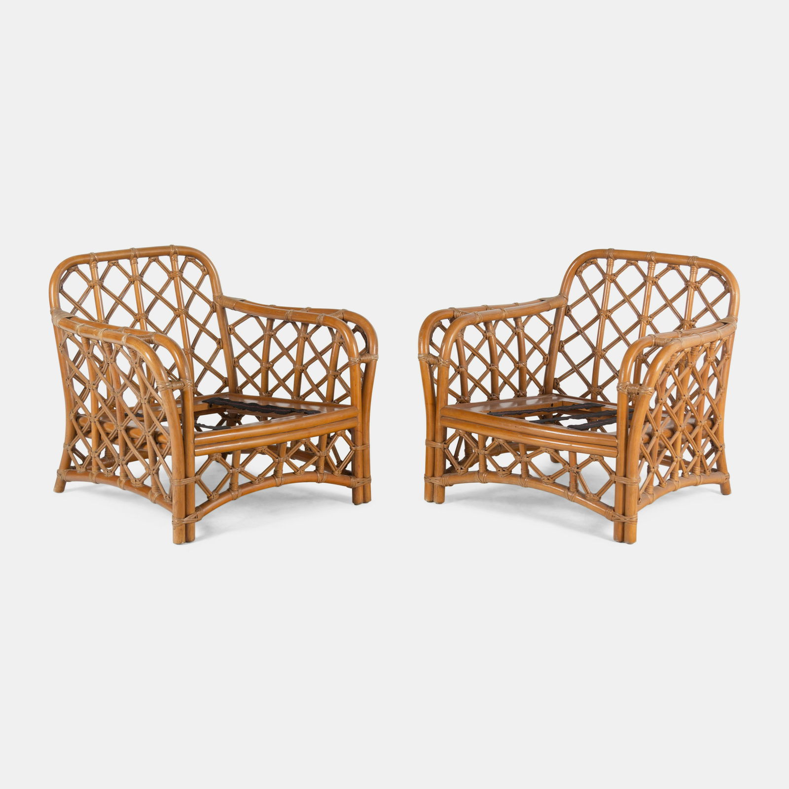 John Wisner, Attribution American, Late 20th Century Pair of Lounge Chairs, c. 1970 Ficks Reed, USA (1 of 5)