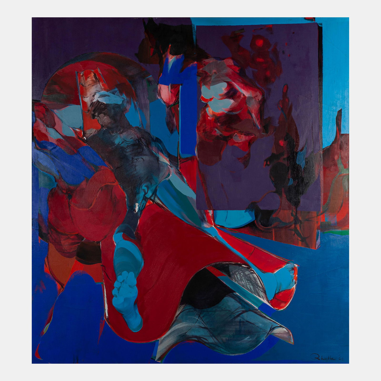 Richard Lytle (American, b. 1935) The Slide, 1966: Richard Lytle (American, b. 1935) The Slide, 1966 oil on canvas signed R Lytle and dated (lower right); signed, titled, and dated (verso) 72 x 66 inches. This lot is located in Chicago. Property from