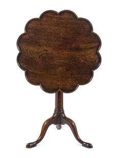 A George III Mahogany Tea Table: A George III Mahogany Tea Table Third Quarter 18th Century Height 27 2/4 x width 25 3/4 x depth 26 inches. This lot is located in Chicago.