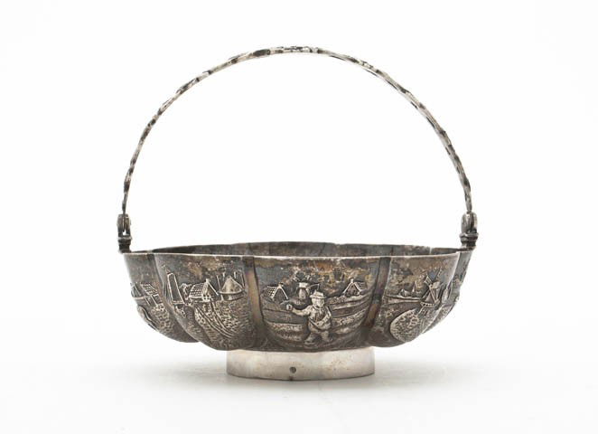 A Dutch Silver Bowl, Diameter 5 inches.: A Dutch Silver Bowl, of circular form, chased with a landscape and windmill; approximate weight 4.90 ozt. Diameter 5 inches. Property from the Collection of Robert and David Smith, Michigan