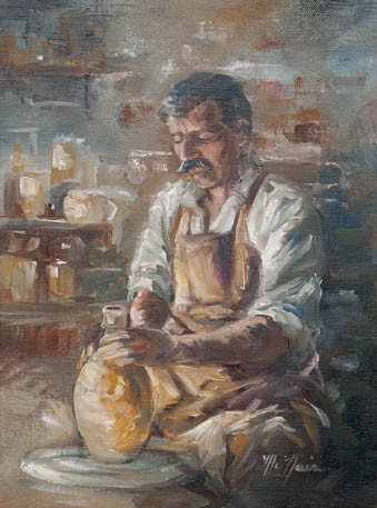 Caroline McNair, (20th century), The Potter: Caroline McNair (20th century) The Potter oil on canvas signed McNair (lower right) 11 1/2 x 8 1/2 inches.