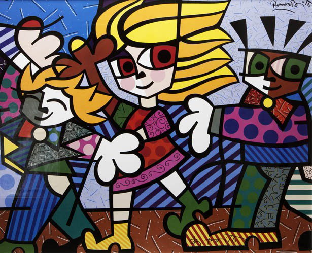 Romero Britto, (Brazilian, b. 1965), Britto Kids: Romero Britto (Brazilian, b. 1965) Britto Kids lithograph signed Britto (lower right) 26 x 30 inches.