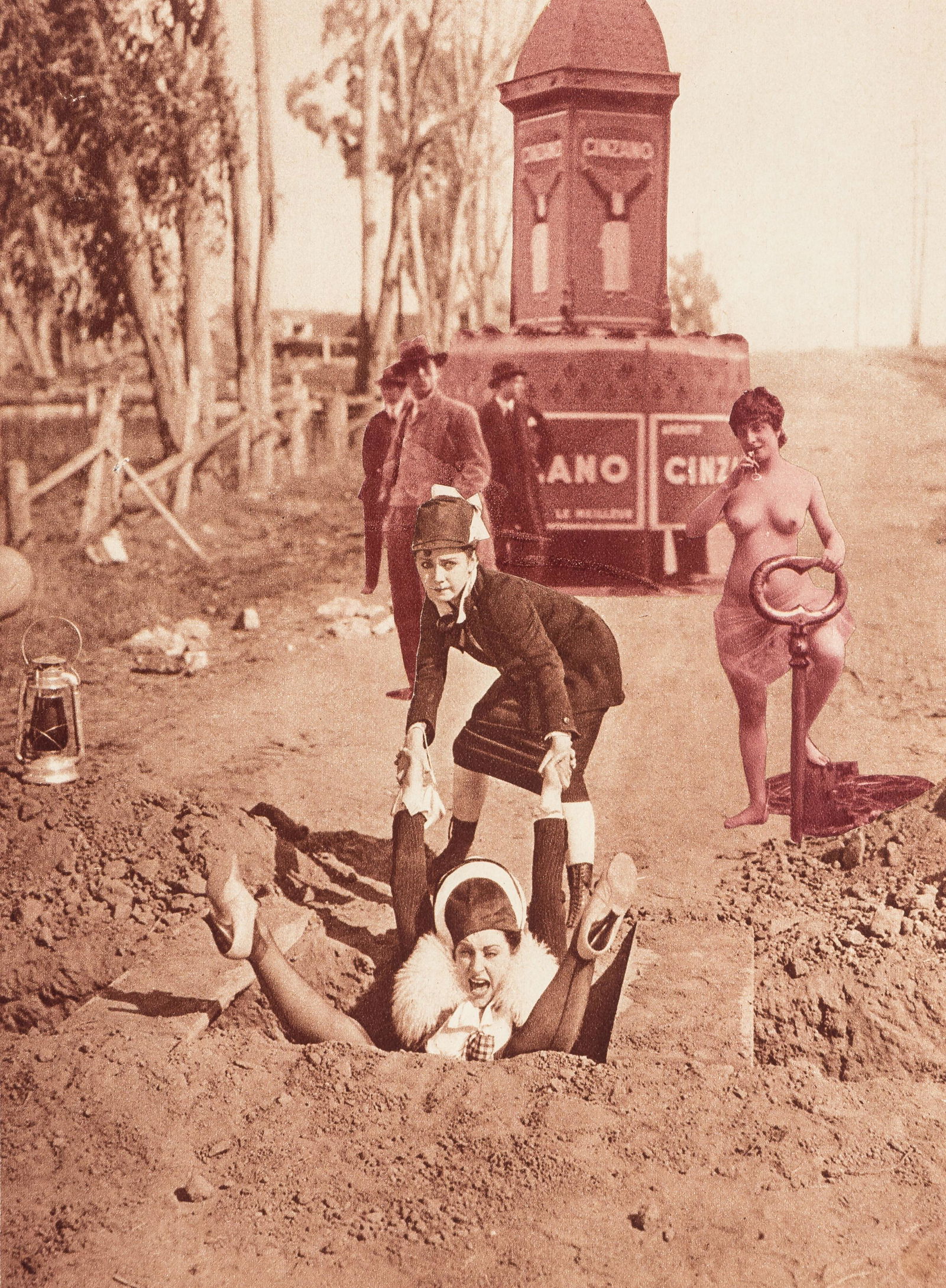 Georges Hugnet (French, 1904-1974) Sur le Chemin du retour, Daisy tombe pour la troisième: Georges Hugnet (French, 1904-1974) Sur le Chemin du retour, Daisy tombe pour la troisième fois, 1947 collage of halftone prints, mounted to board 8 7/8 x 6 1/2 inches. Property from a Private C