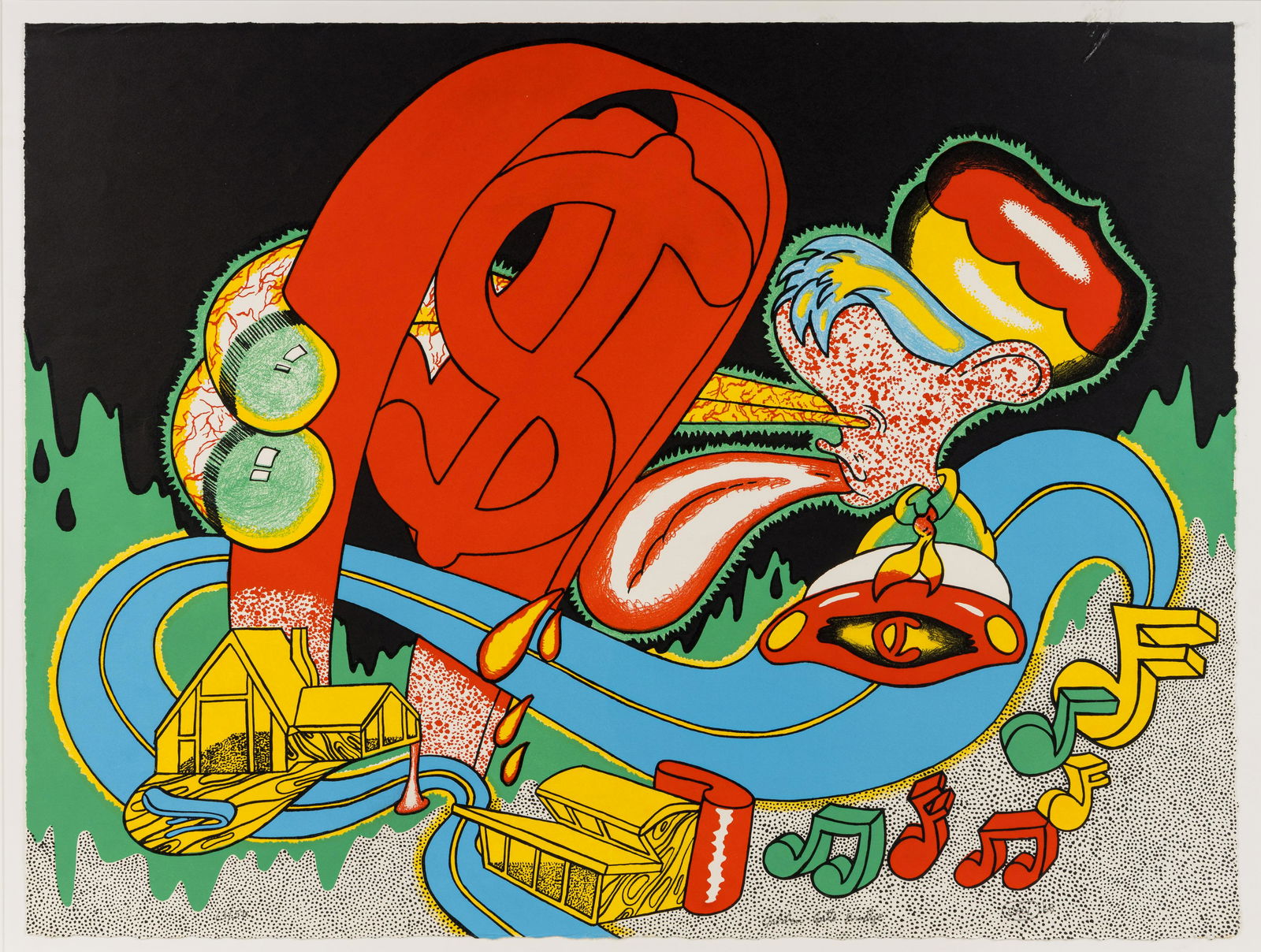 Peter Saul (American, b. 1934) Golden Gate Bridge, 1968: Peter Saul (American, b. 1934) Golden Gate Bridge, 1968 lithograph signed, dated and numbered 13/50 in pencil 22 5/16 √ó 29 9/16 inches.