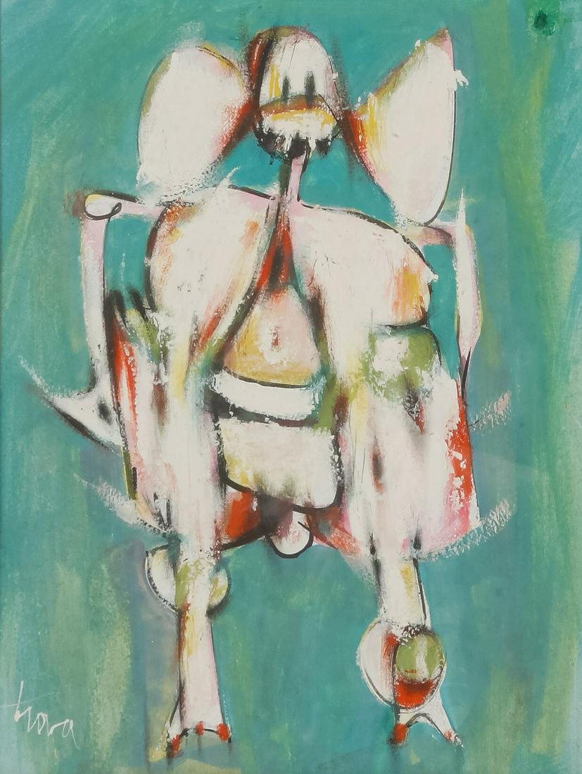 Ernest Trova (American, 1927-2009) Untitled: Ernest Trova (American, 1927-2009) Untitled oil on board signed Trova (lower right) 8 3/4 x 11 inches. Property from the Collection of the National Council of Jewish Women, St. Louis, Missouri