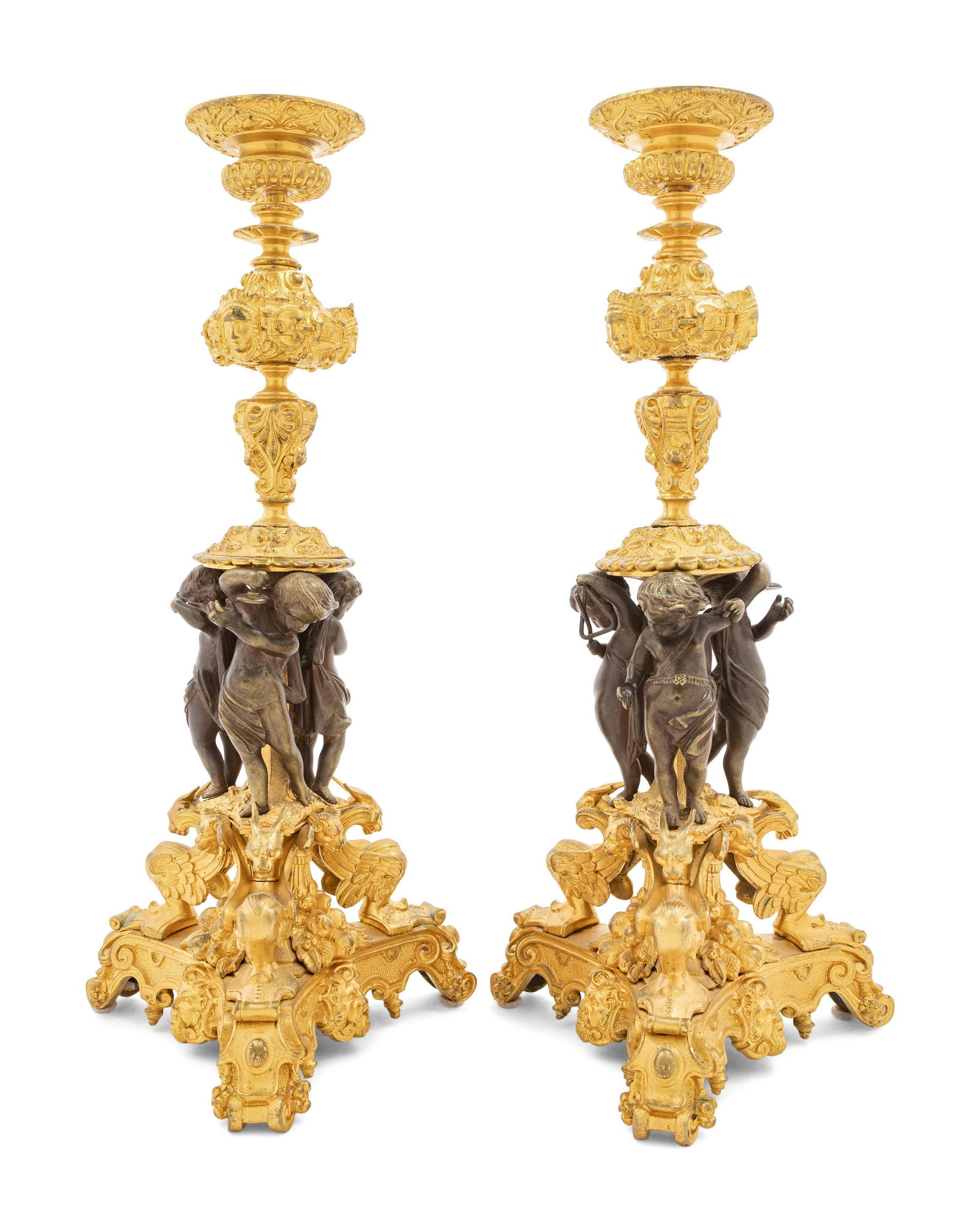 A Pair of French Bronze Candlesticks (1 of 3)