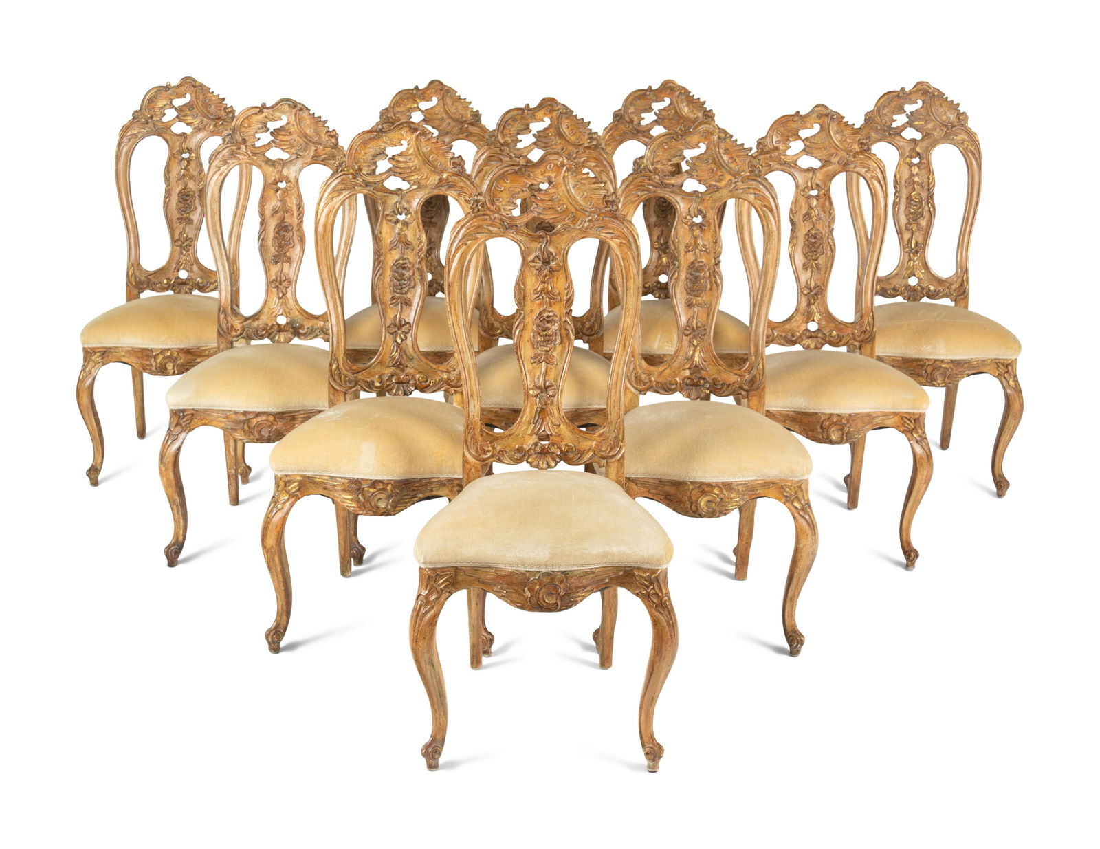 A Set of Ten Italian Rococo Style Painted Dining Chairs (1 of 4)