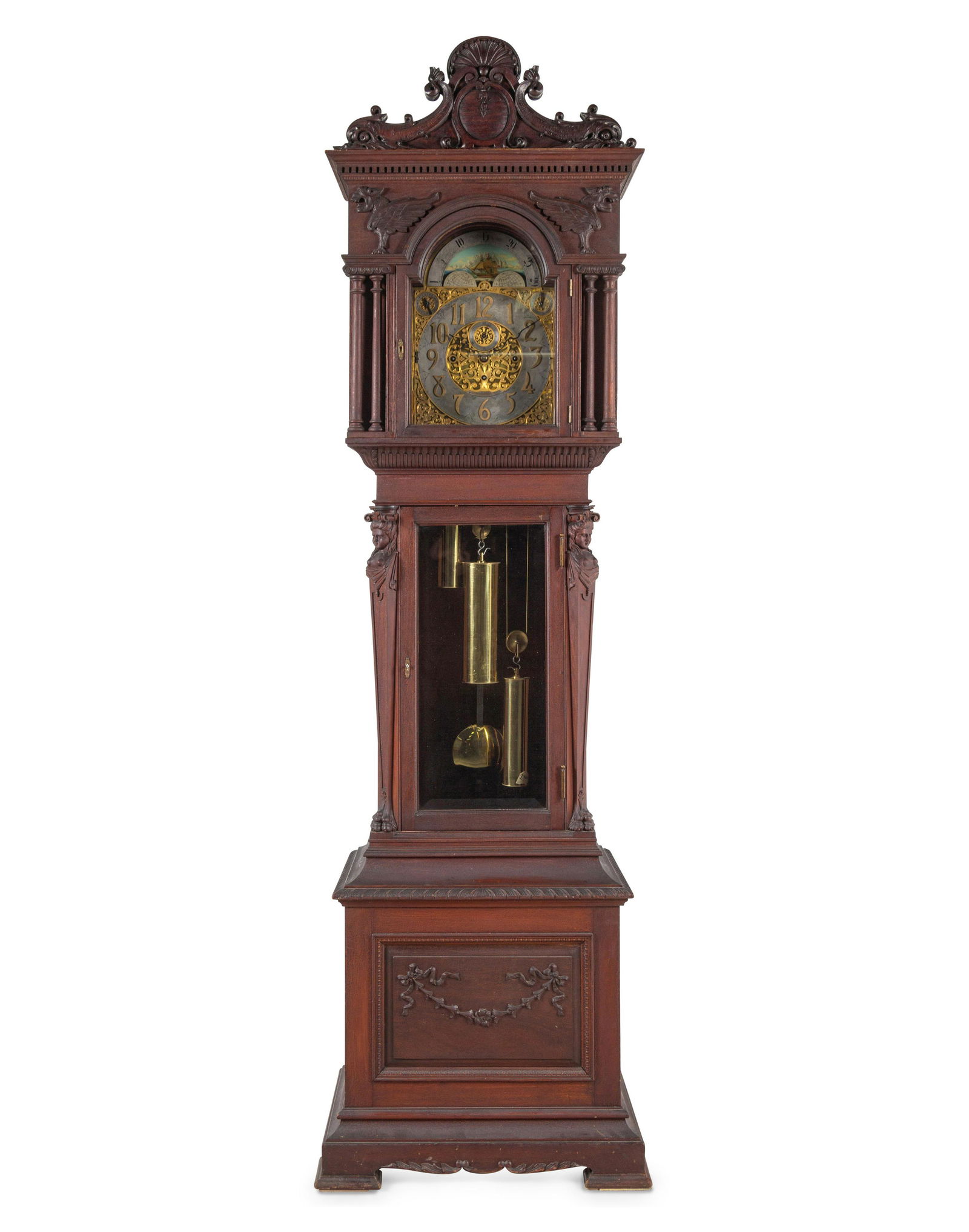 A Renaissance Revival Carved Walnut Tall Case Clock (1 of 5)
