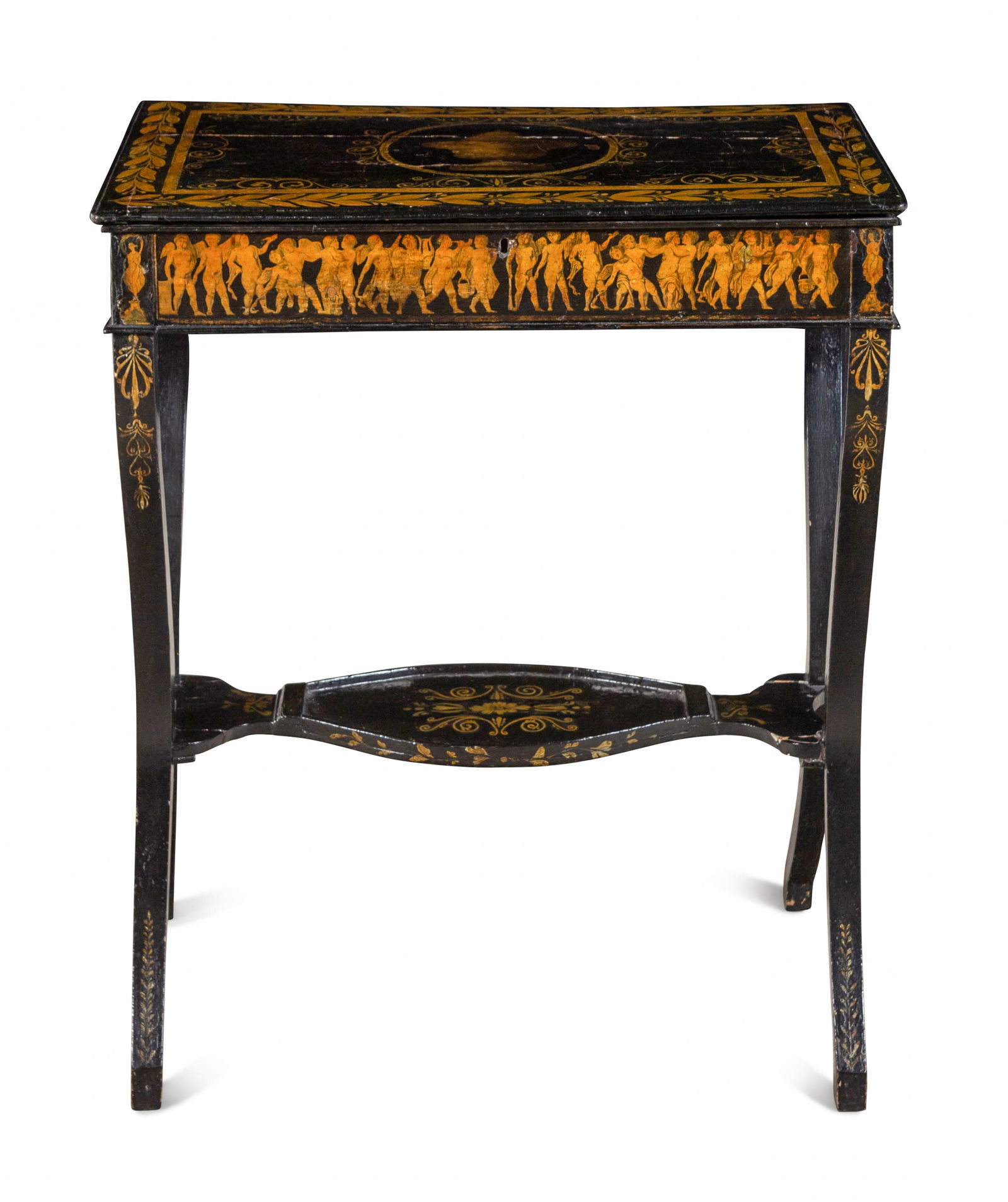 A Northern European Painted and Penwork-Decorated Work Table (1 of 4)