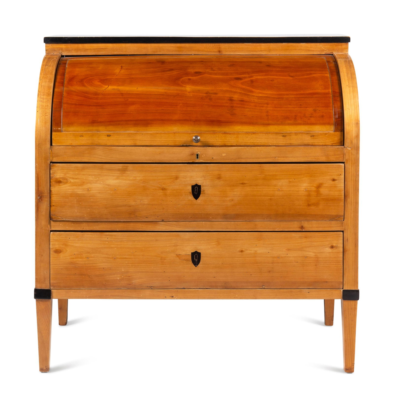 A Biedermeier Part-Ebonized Birch Cylinder Bureau (1 of 4)