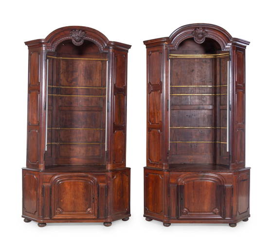 A Pair Of Portuguese Rosewood Corner Bookcases