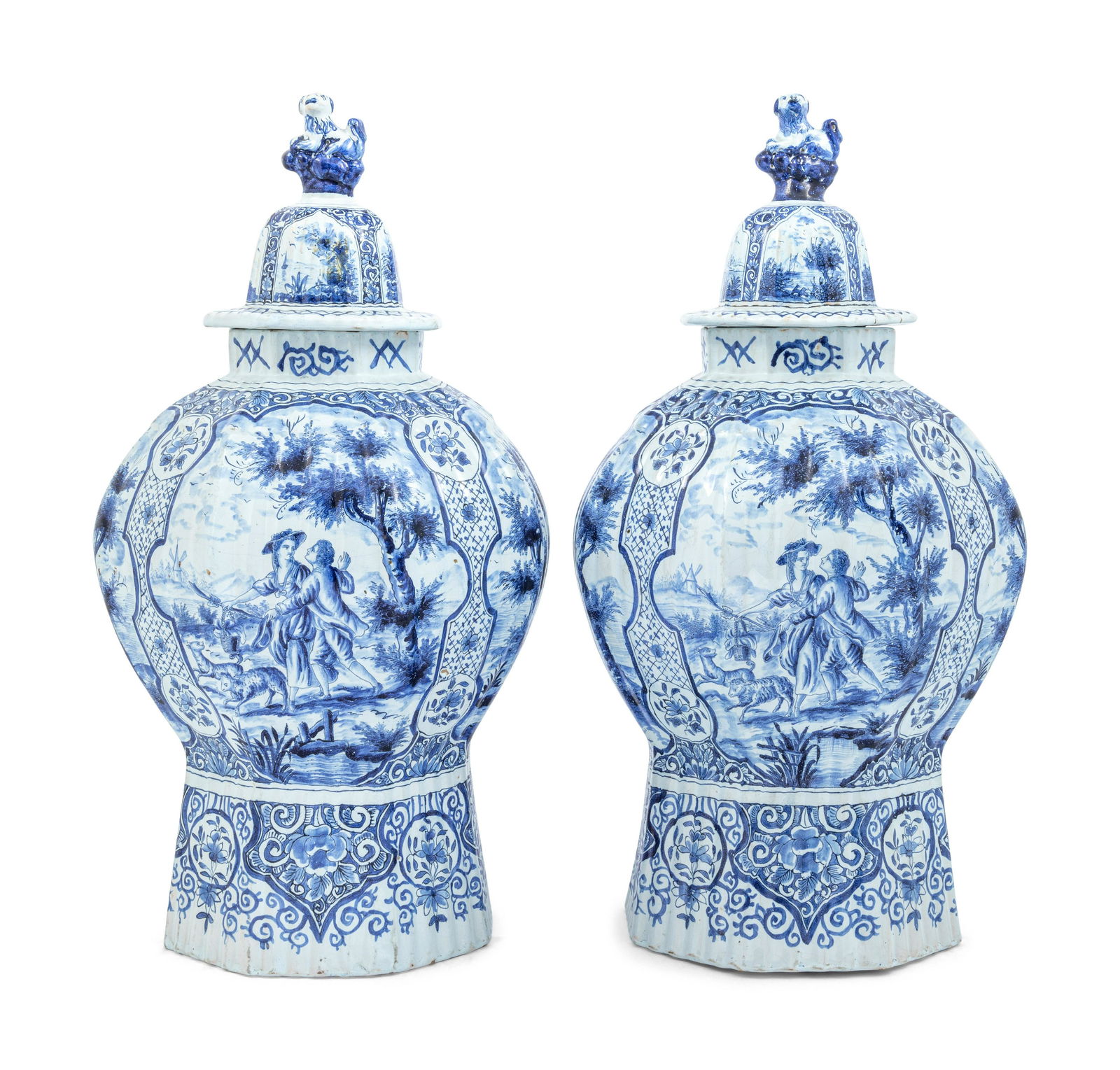 A Pair of Large Delftware Vases and Covers (1 of 5)