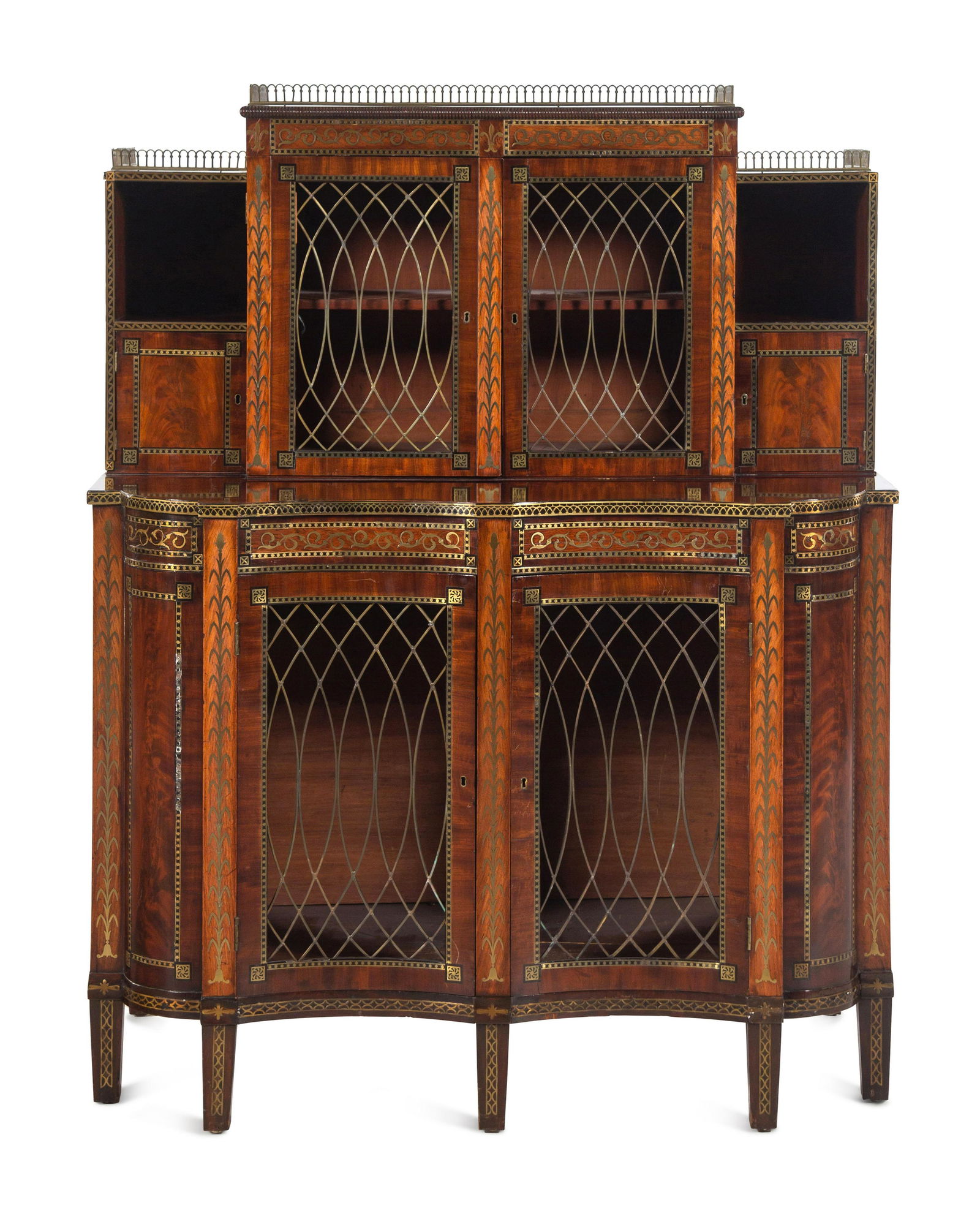 A Late Regency Brass-Inlaid and Ebony-Banded Mahogany Bookcase (1 of 4)
