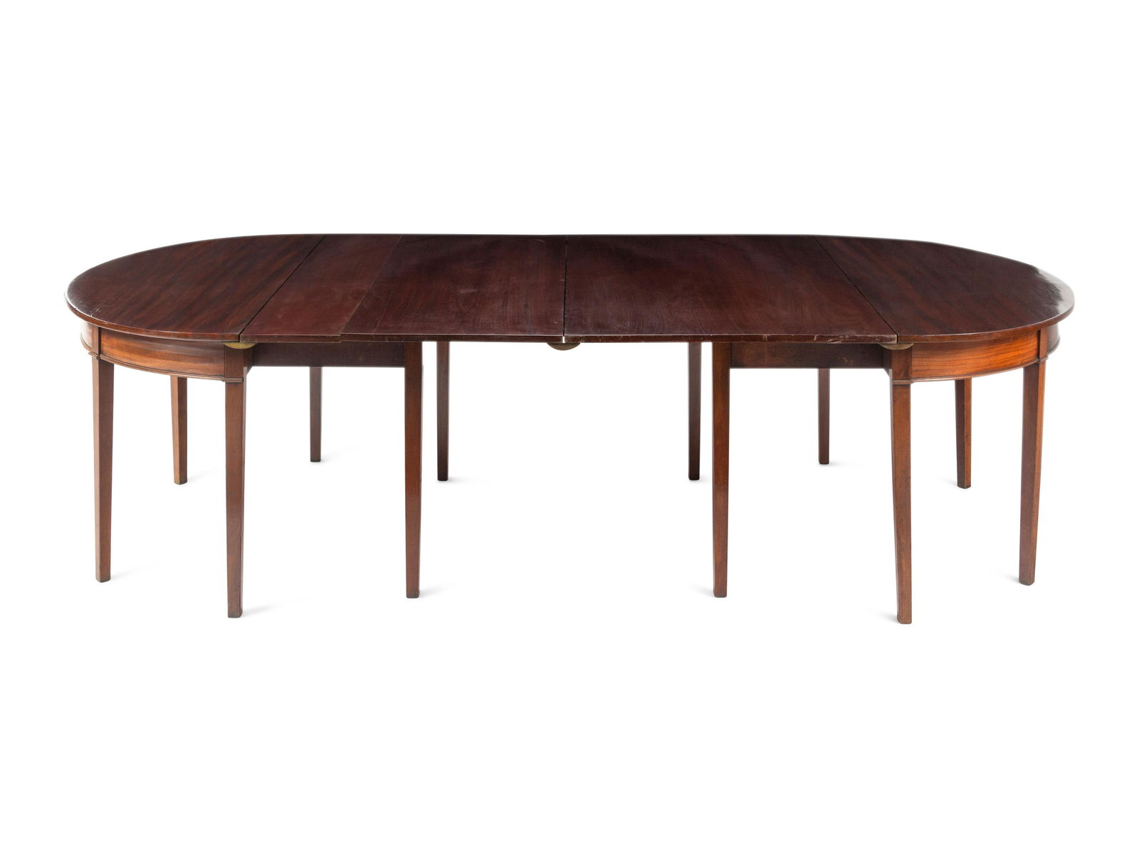 A Pair of George III Mahogany Demilune Console Tables Converting to a Dining Table (1 of 3)
