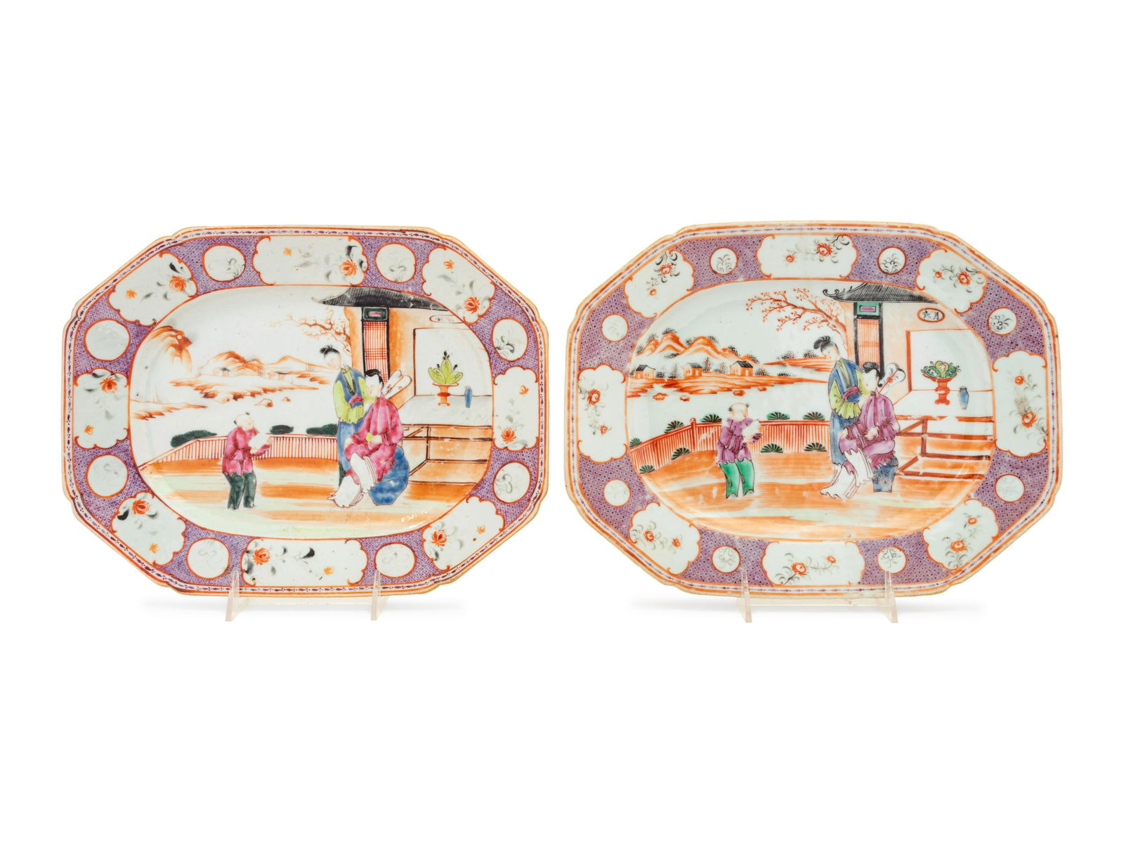 A Pair of Chinese Export Famille Rose Porcelain Platters (1 of 4)