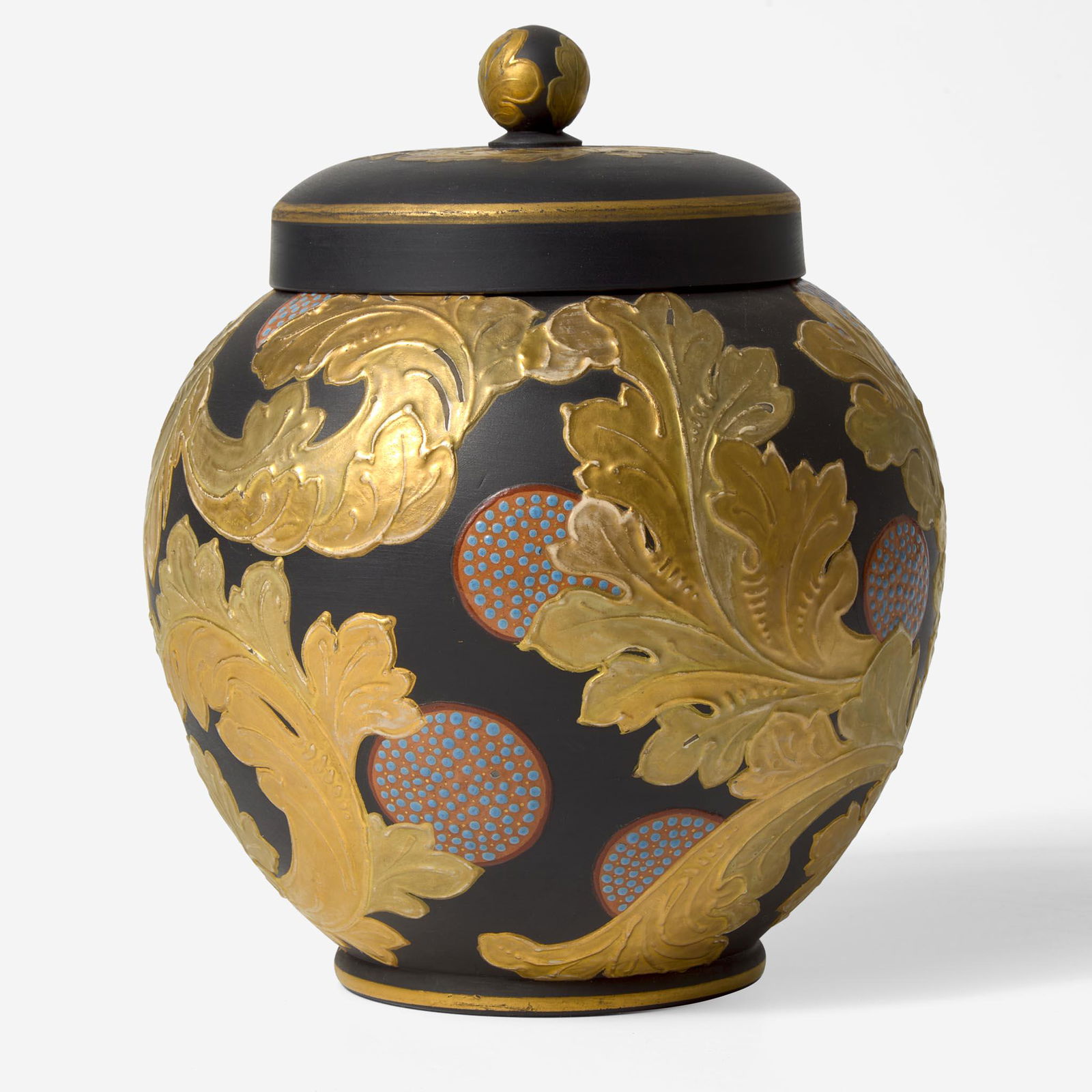 A Wedgwood Auro Basalt Covered Potpourri Jar UK, circa 1885 (1 of 4)