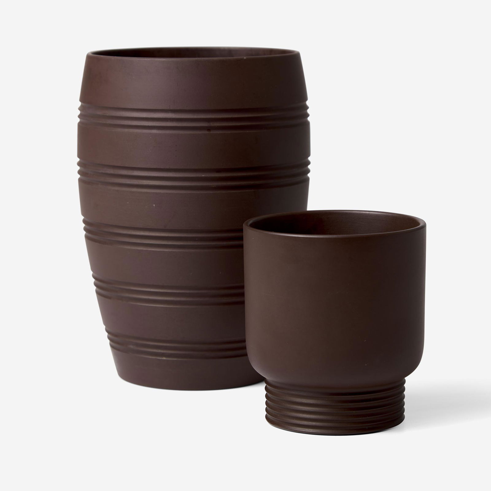 Two Wedgwood Keith Murray (1892-1981) Designed Bronzed Black Basalt Items UK, 1930s (1 of 3)