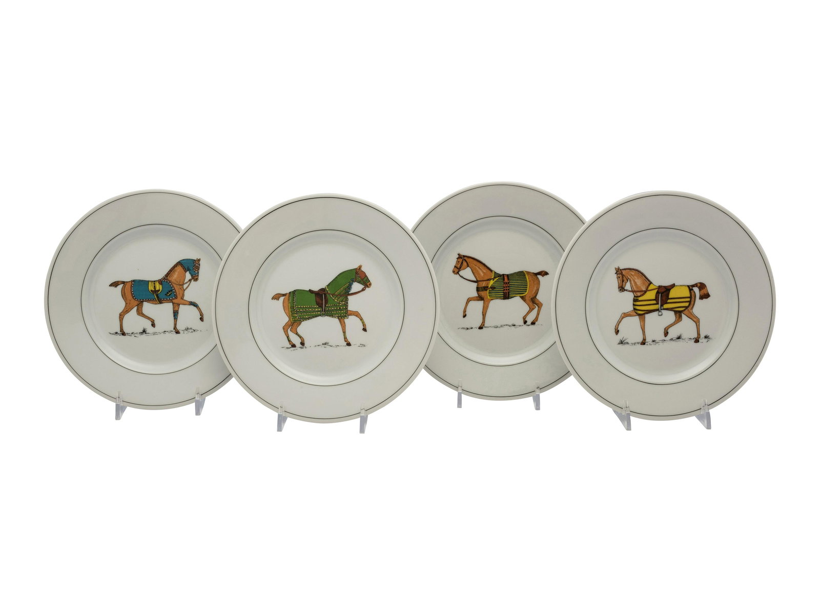 A Set of Twelve French Porcelain Bistro Plates in the Equestrian Taste (1 of 3)