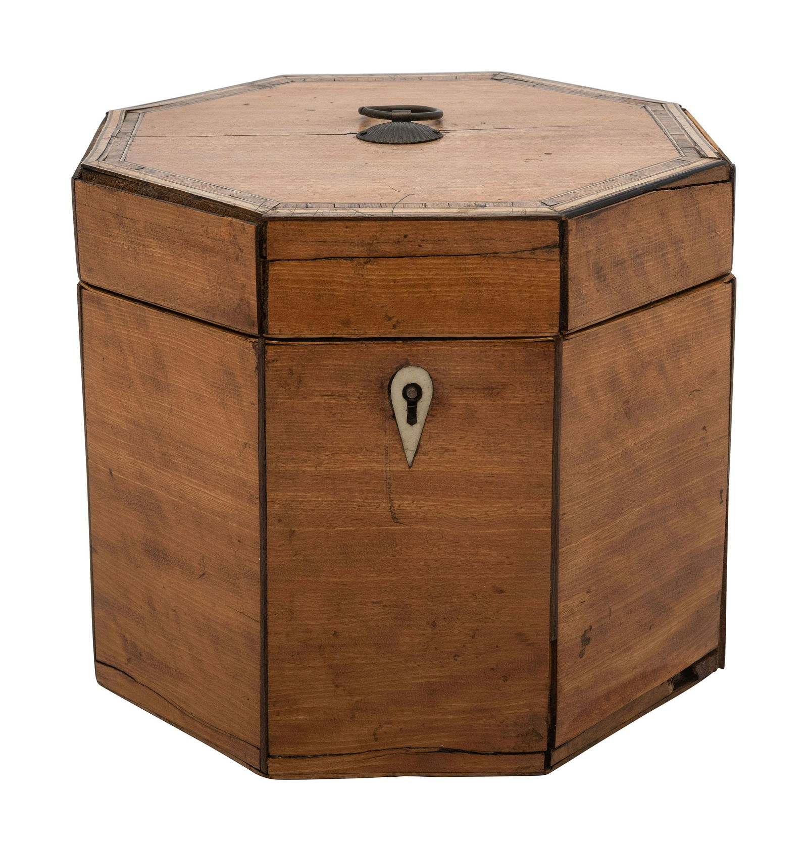 A George III Octagonal Walnut Tea Caddy with Satinwood Inlay (1 of 5)
