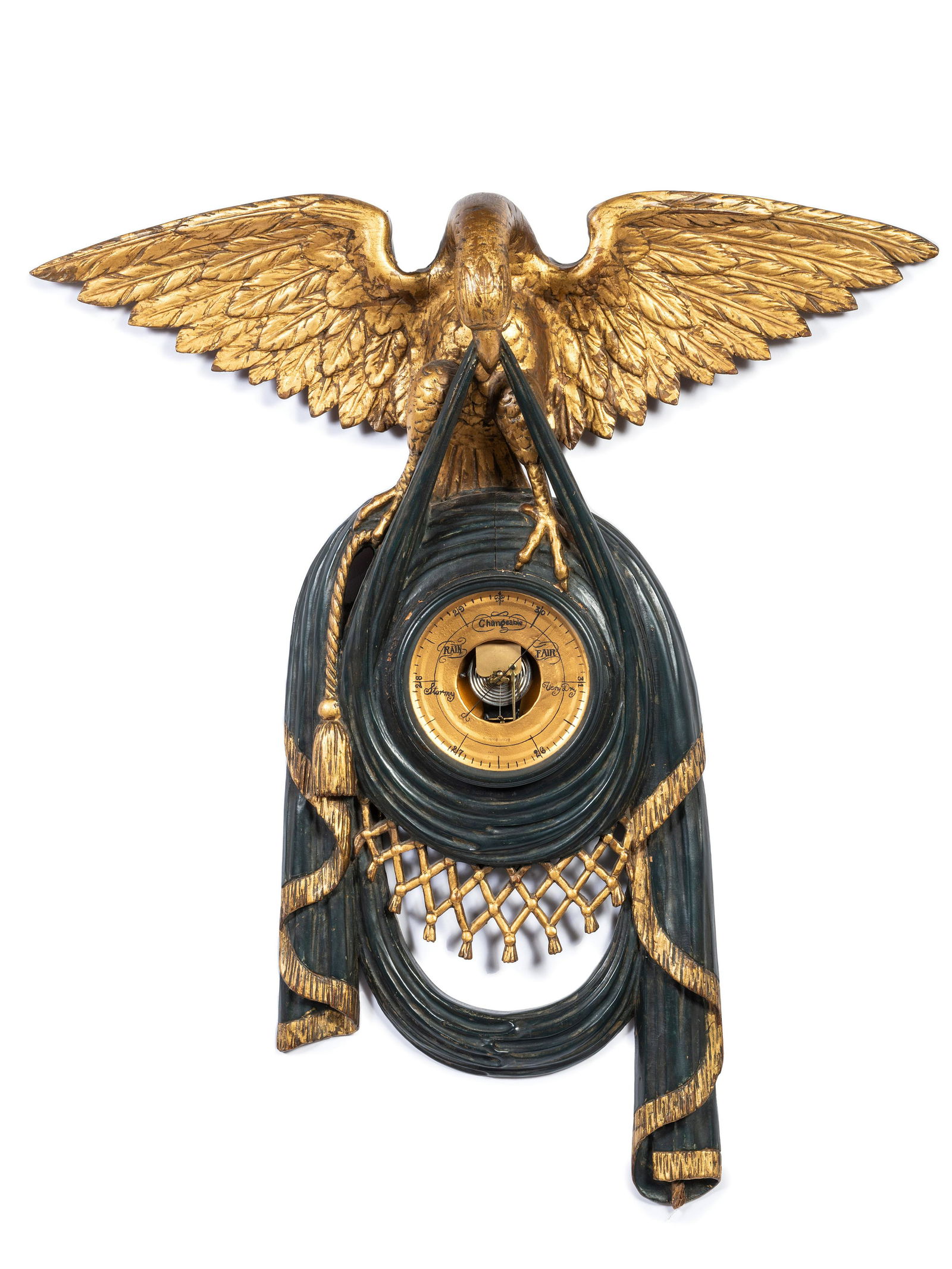 A Continental Eagle-Form Carved Gilt and Ebonized Wood Barometer (1 of 1)