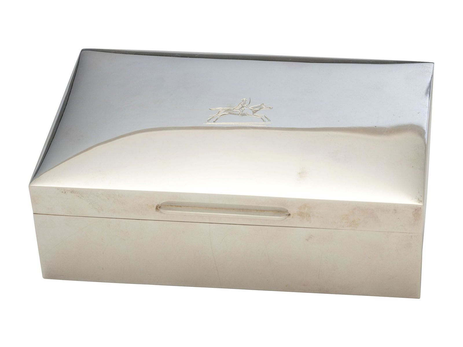 An English Silver Cigarette Box in the Equestrian Taste (1 of 5)