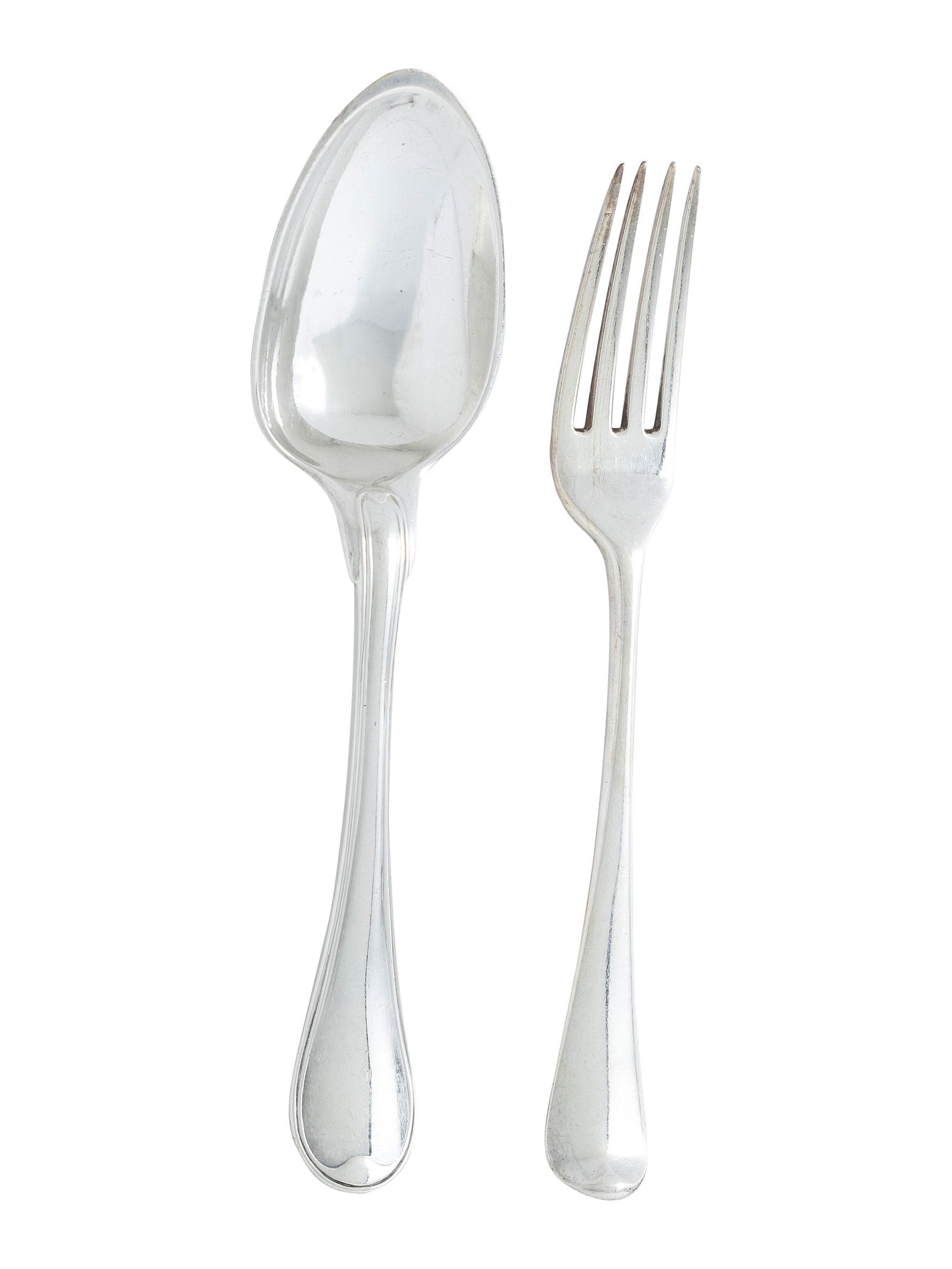 Twenty Four English Silver Forks and Twenty Four French Silver Spoons (1 of 3)