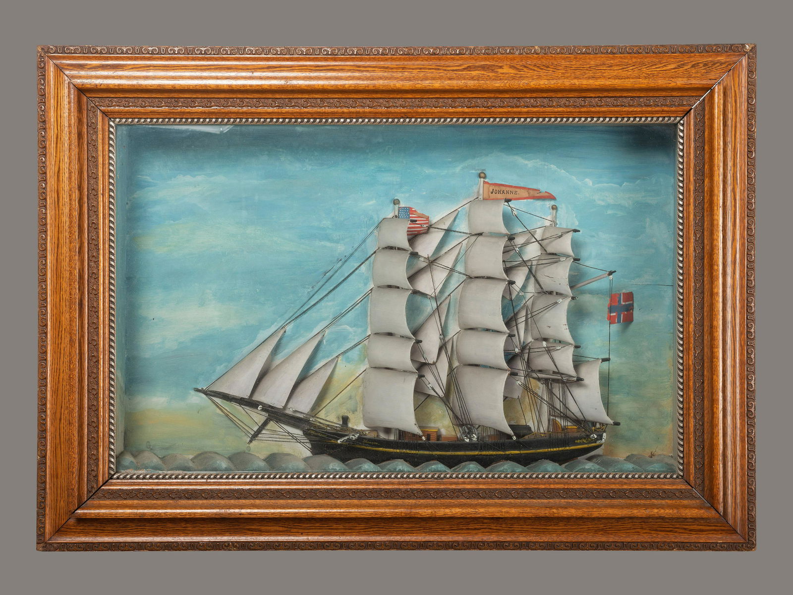 A Carved and Painted Wood Ship Diorama (1 of 3)