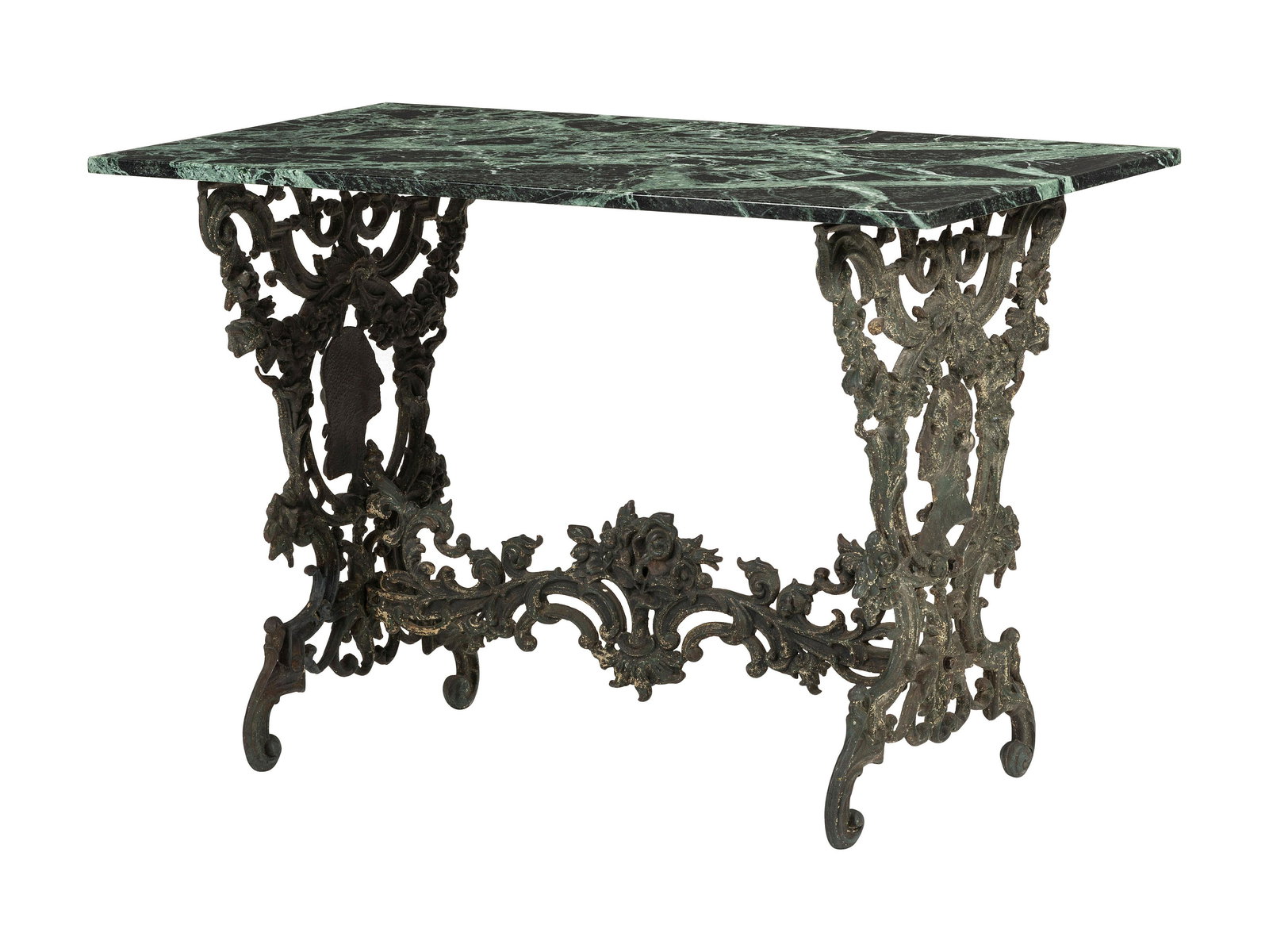 A Wrought Iron and Marble Top George Washington Garden Table (1 of 5)