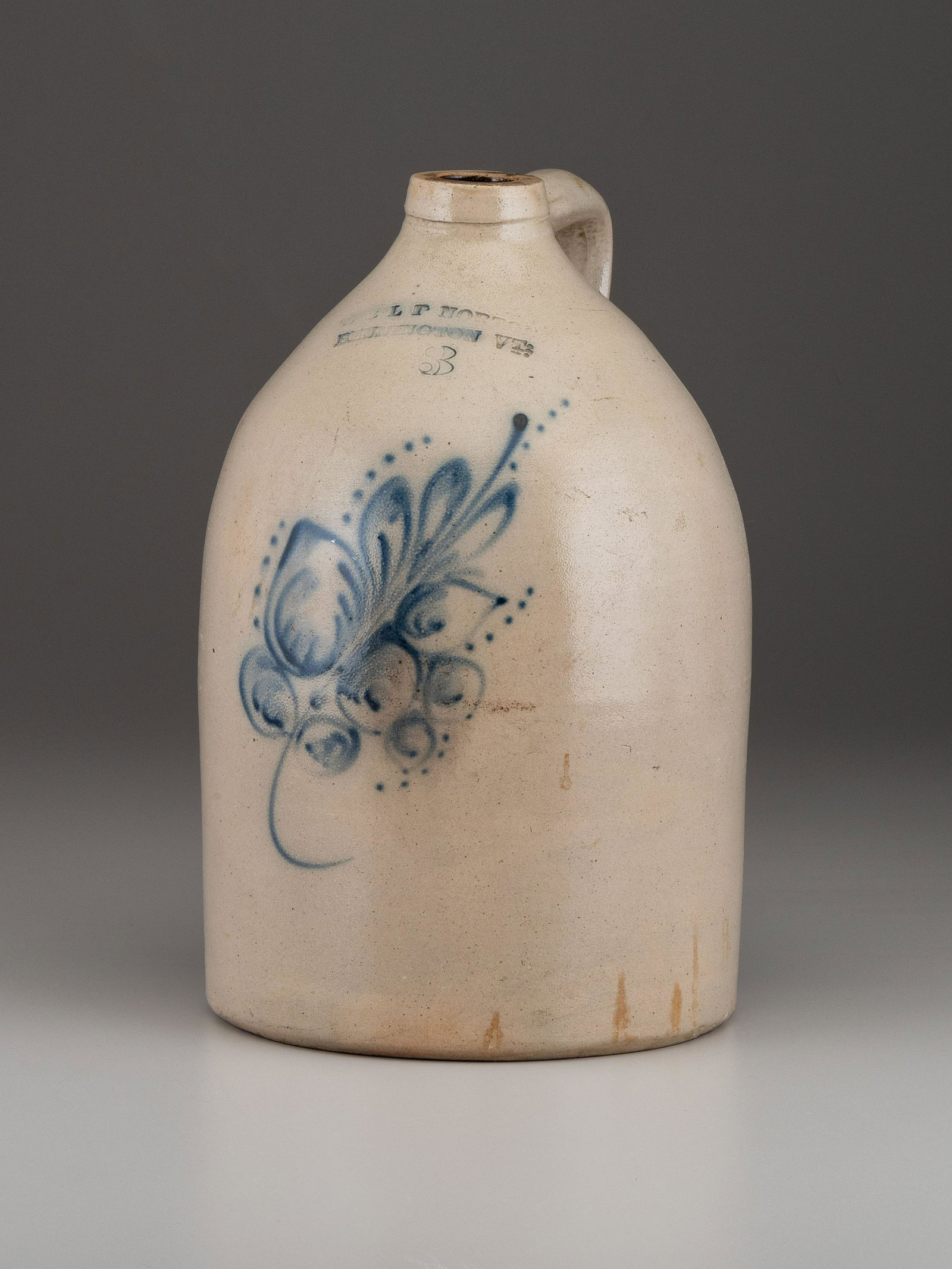 An E. And L.P. Norton  Three-Gallon Cobalt Decorated Stoneware Jug   (1 of 3)