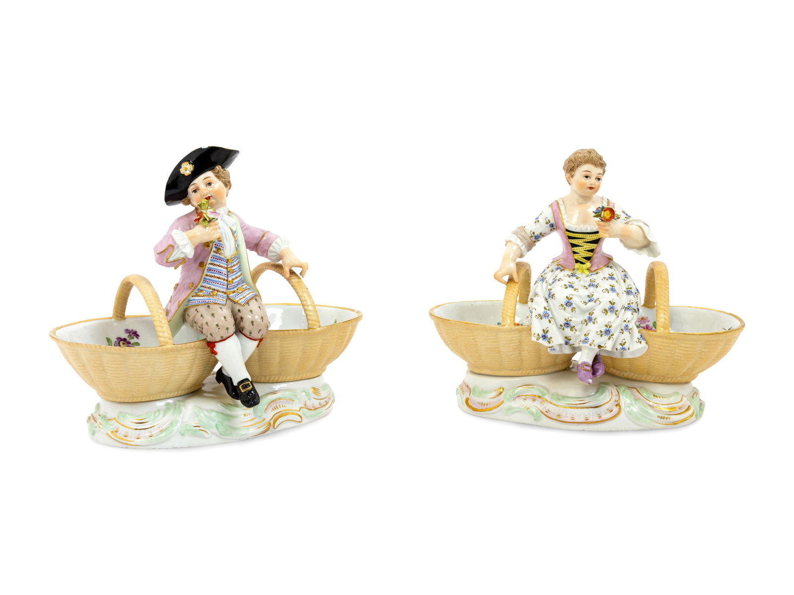 A Pair of Meissen Porcelain Basket Figures (1 of 4)