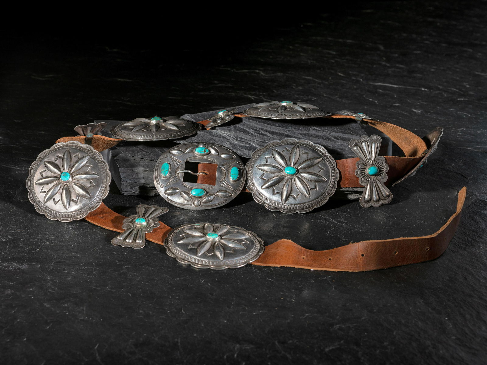Navajo Silver and Turquoise Third Phase Concha Belt (1 of 1)