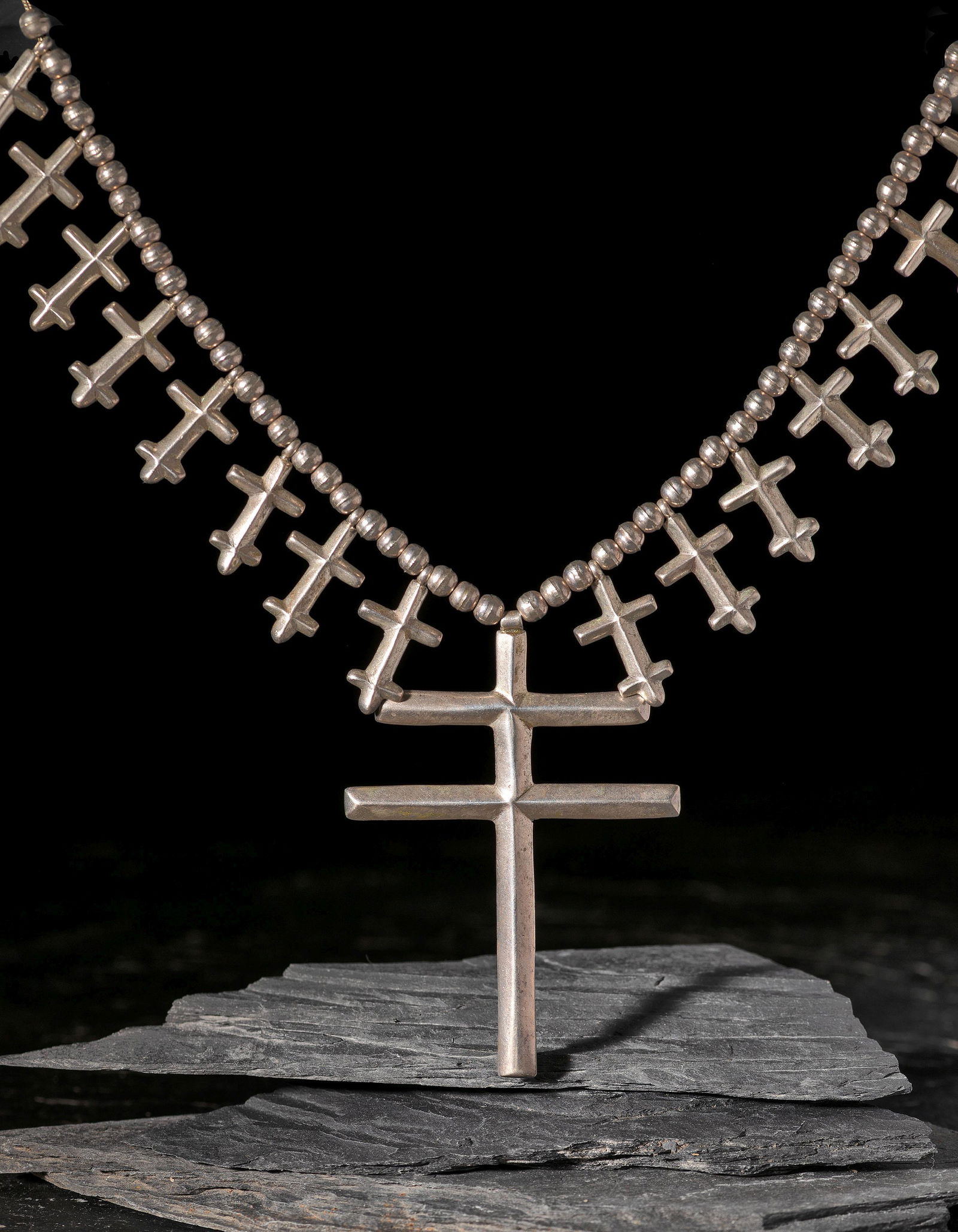 Ambrose Lincoln (Dine, 1917-1989) Sterling Silver Double Cross Necklace (1 of 3)
