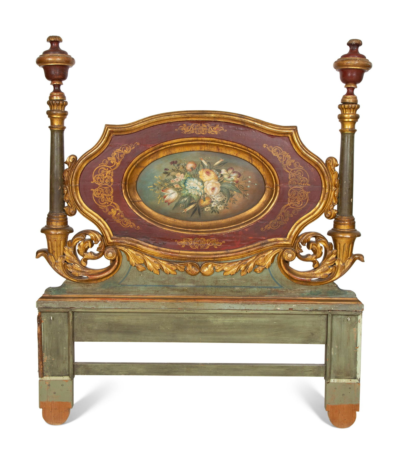 An Italian Rococo Style Painted and Parcel Gilt Headboard (1 of 8)
