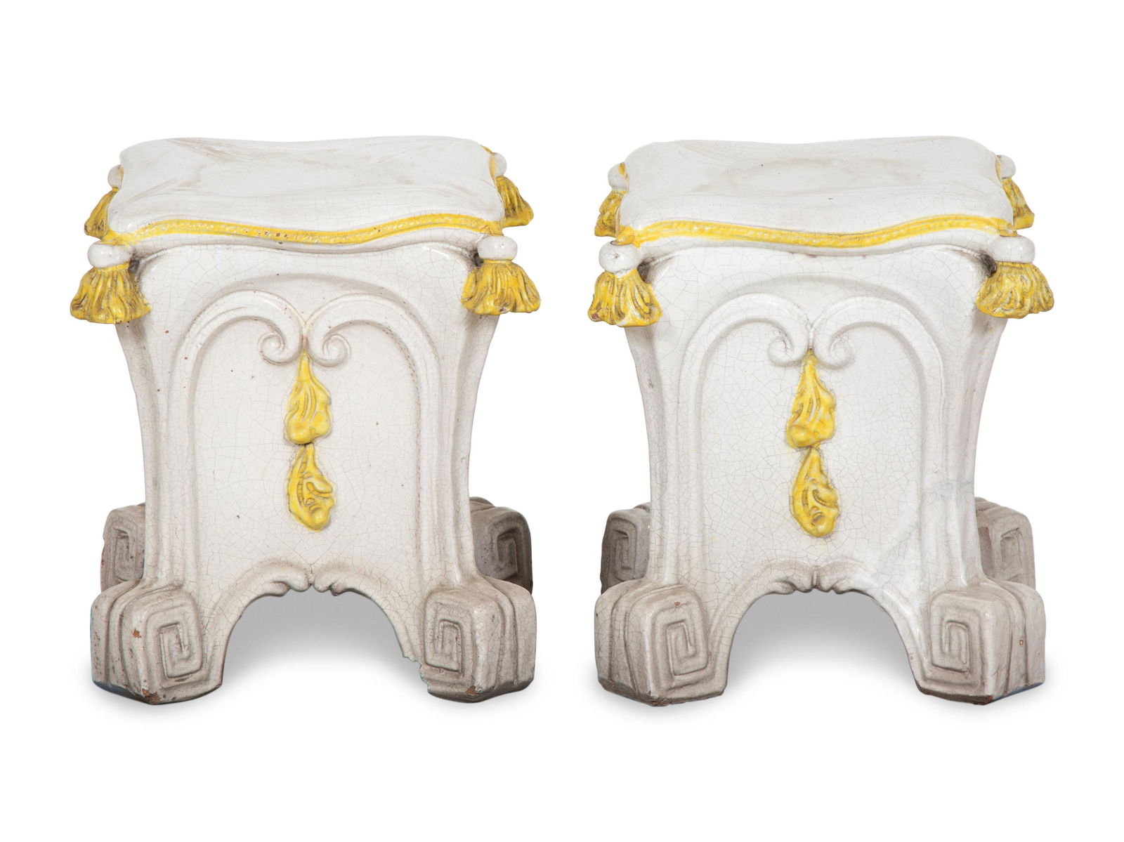 A Pair of Italian Glazed Ceramic Stools (1 of 5)
