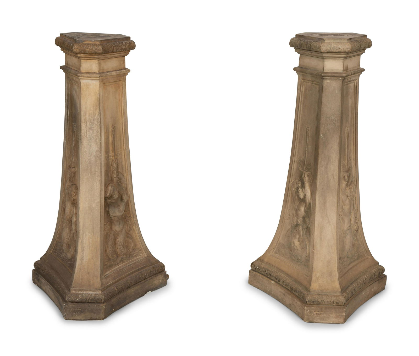 A Pair of Faux Cast Stone Trefoil Base Pedestals (1 of 6)