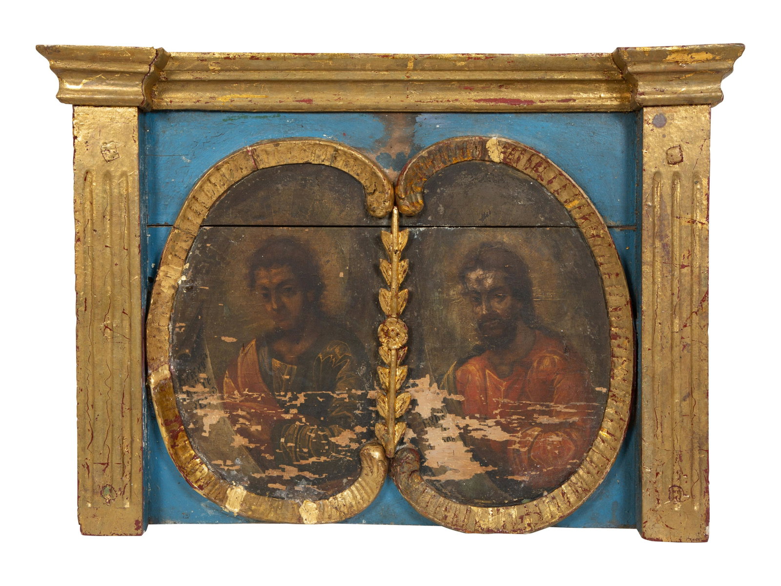A Continental Double Portrait Panel: A Continental Double Portrait Panel 18th Century, Frame Later Portraits 16 1/2 x 20 1/2; outer frame 23 x 32 inches.