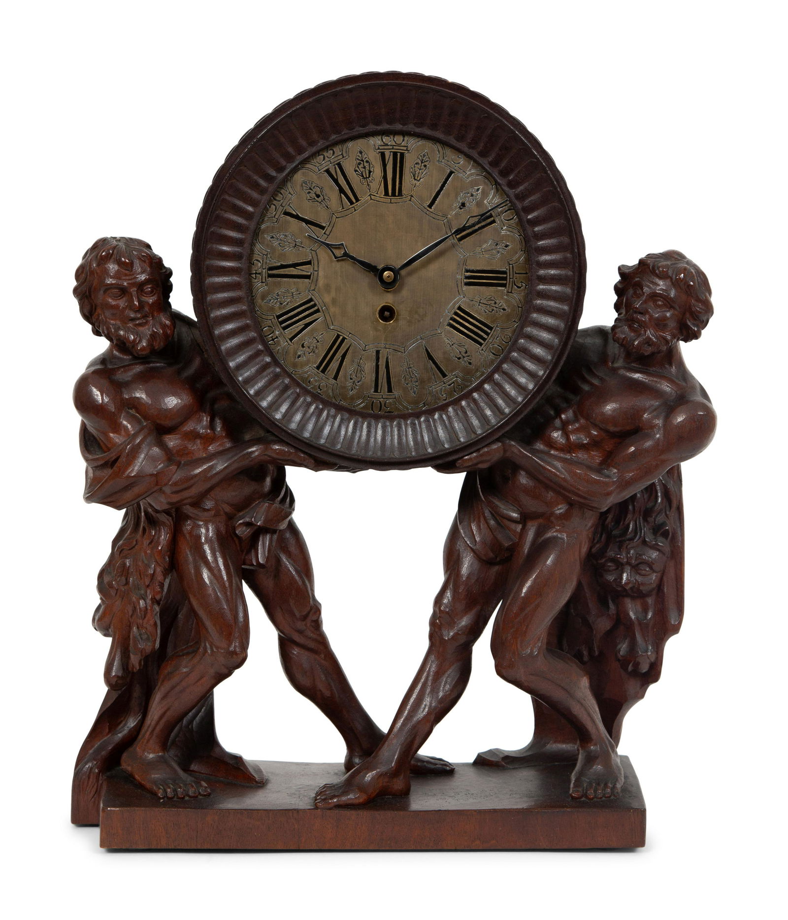A Continental Carved Oak Figural Clock (1 of 8)