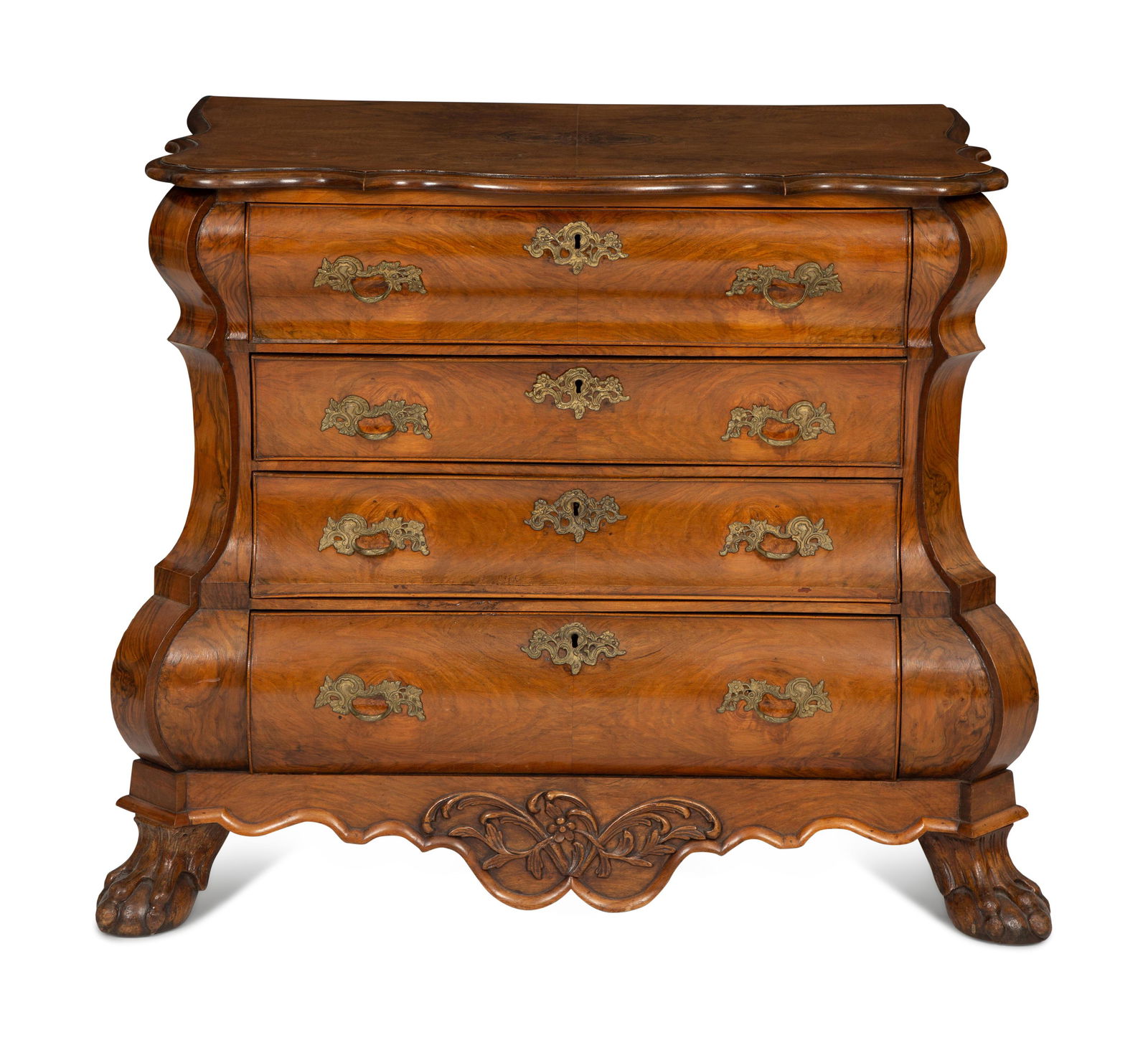 A Dutch Walnut Bombe Chest of Drawers (1 of 6)