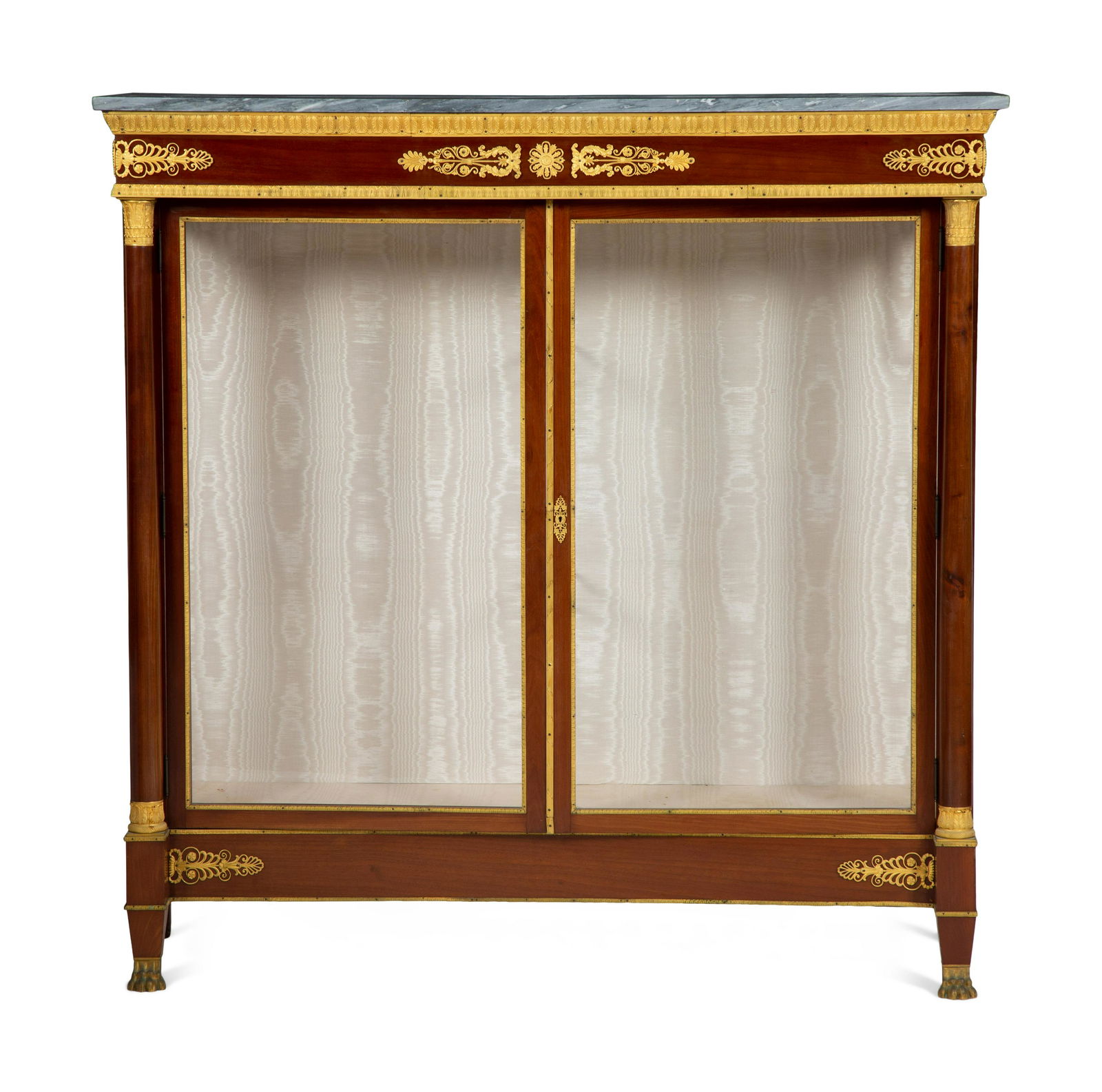 A Pair of Empire Style Gilt Bronze Mounted Mahogany Marble Top Vitrine Cabinets (1 of 7)