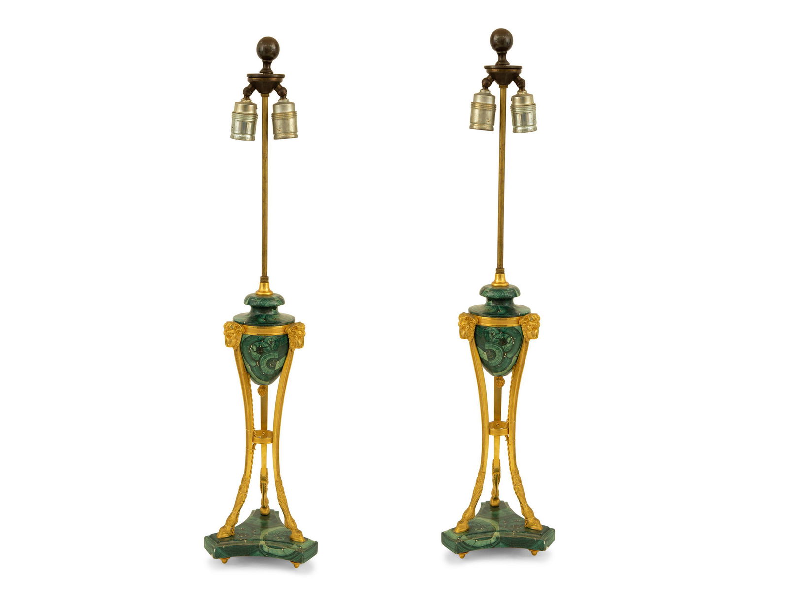 A Pair of Empire Style Gilt Metal Mounted Faux Malachite Cassolettes (1 of 3)