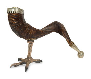 An Anthony Redmile Ram's Horn on Silver-Plate Claw Foot: An Anthony Redmile Ram's Horn on Silver-Plate Claw Foot Height 10 1/4 x length 12 1/2 inches. Property of a Palm Beach Collector