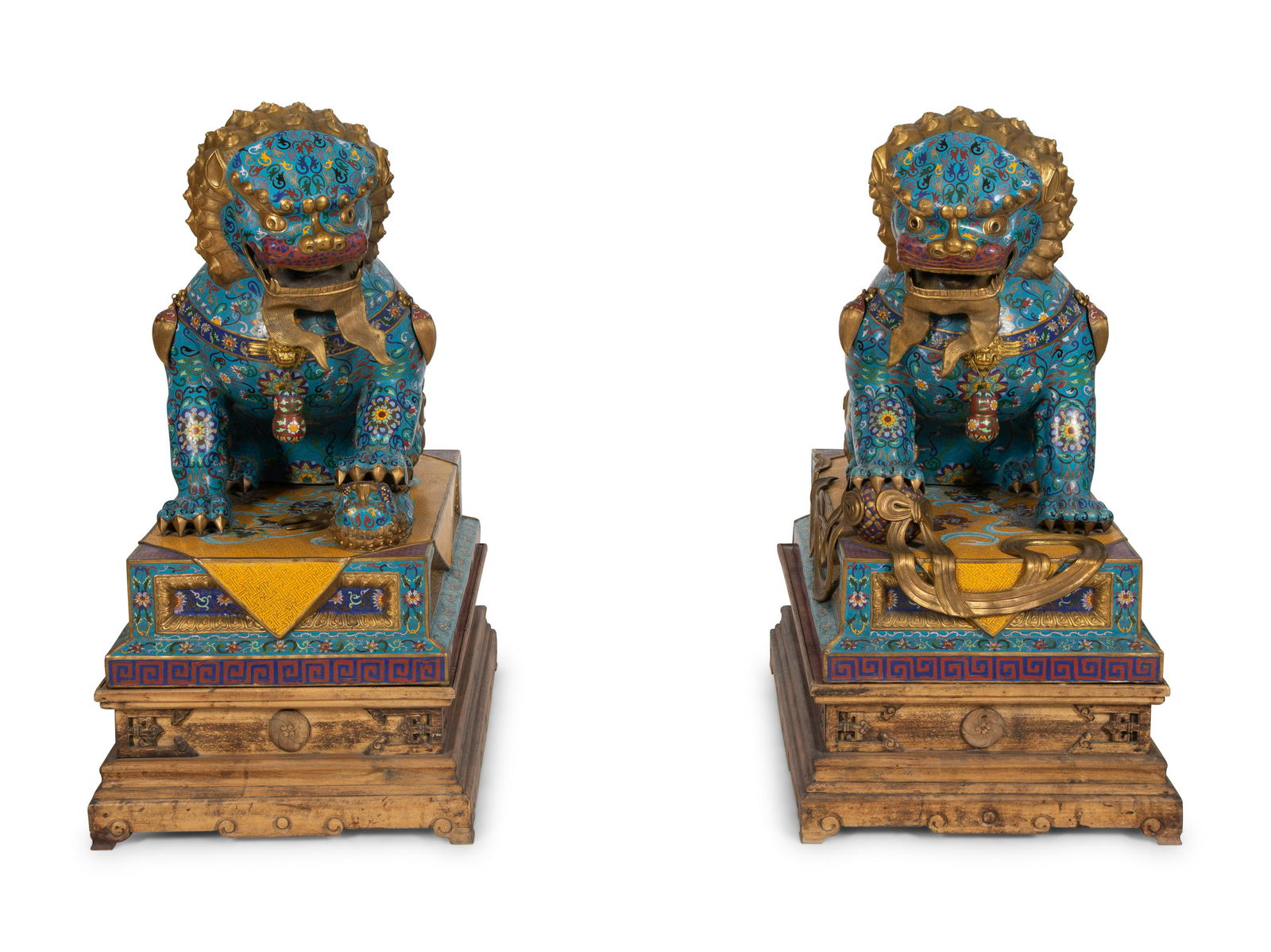 A Pair of Large Chinese Cloisonne Guardian Lions (1 of 5)
